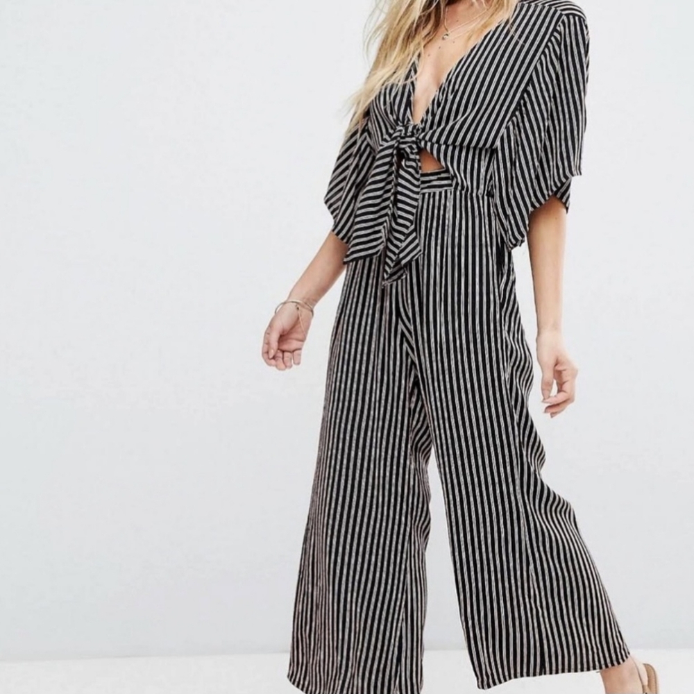 Faithfull the Brand x Revolve Tilos Bow Jumpsuit in San Marino Stripe